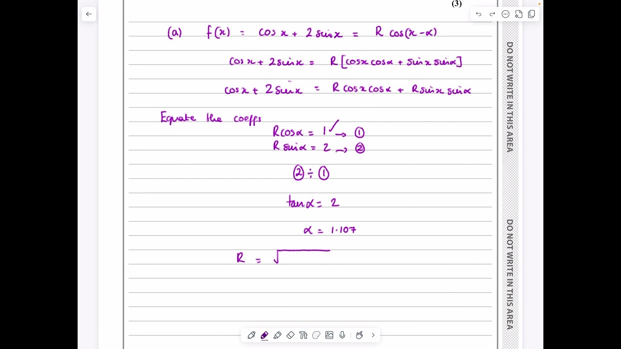IAL, Edexcel, январь 2023 г., P3, Q2, Тригонометрические формулы сложения, Pure, Ник Питерс, WMA1...
