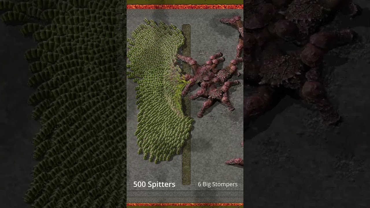 Pitting Factorio's Aliens Against Each Other 500 Spitters Vs 500 Biters