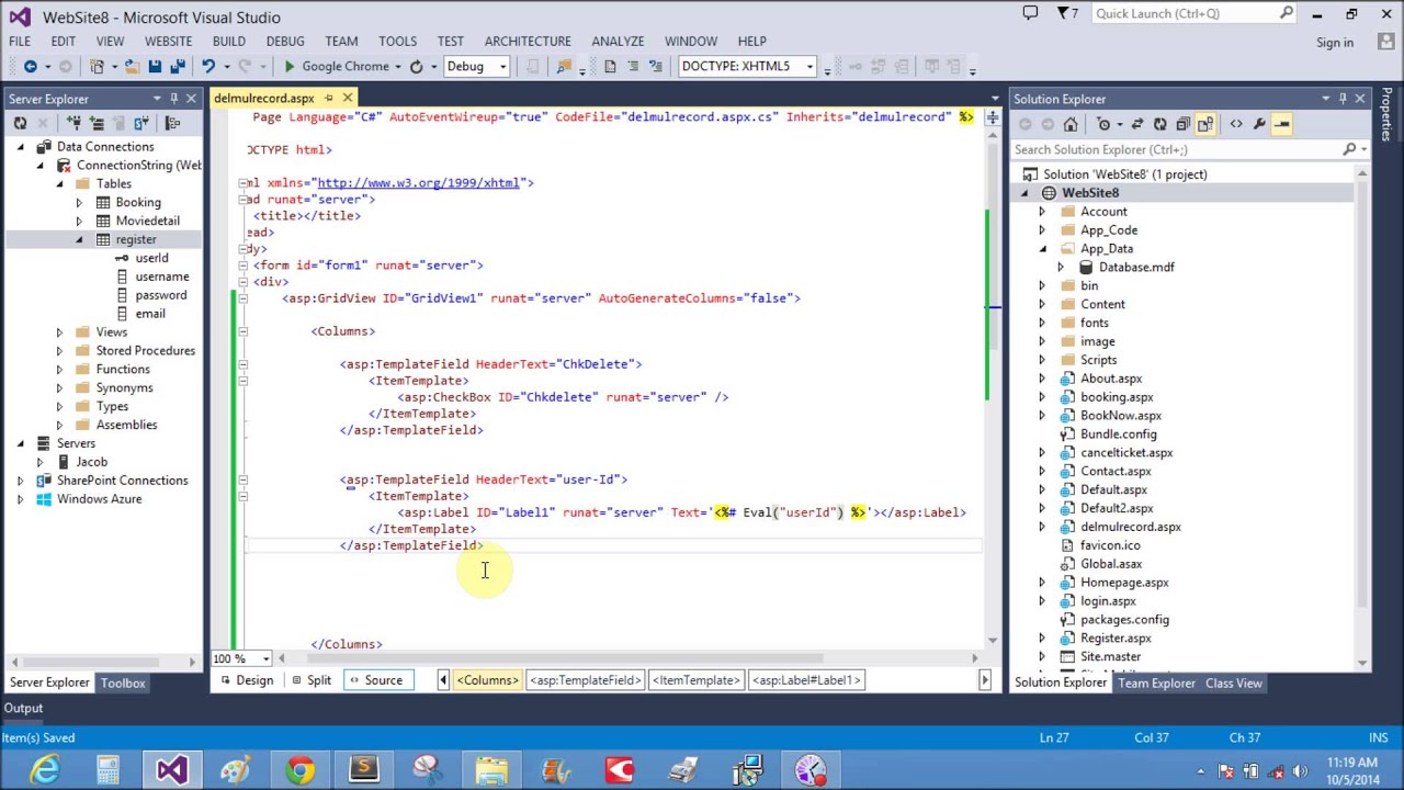 Delete Multiple Records from gridview in asp net part 1