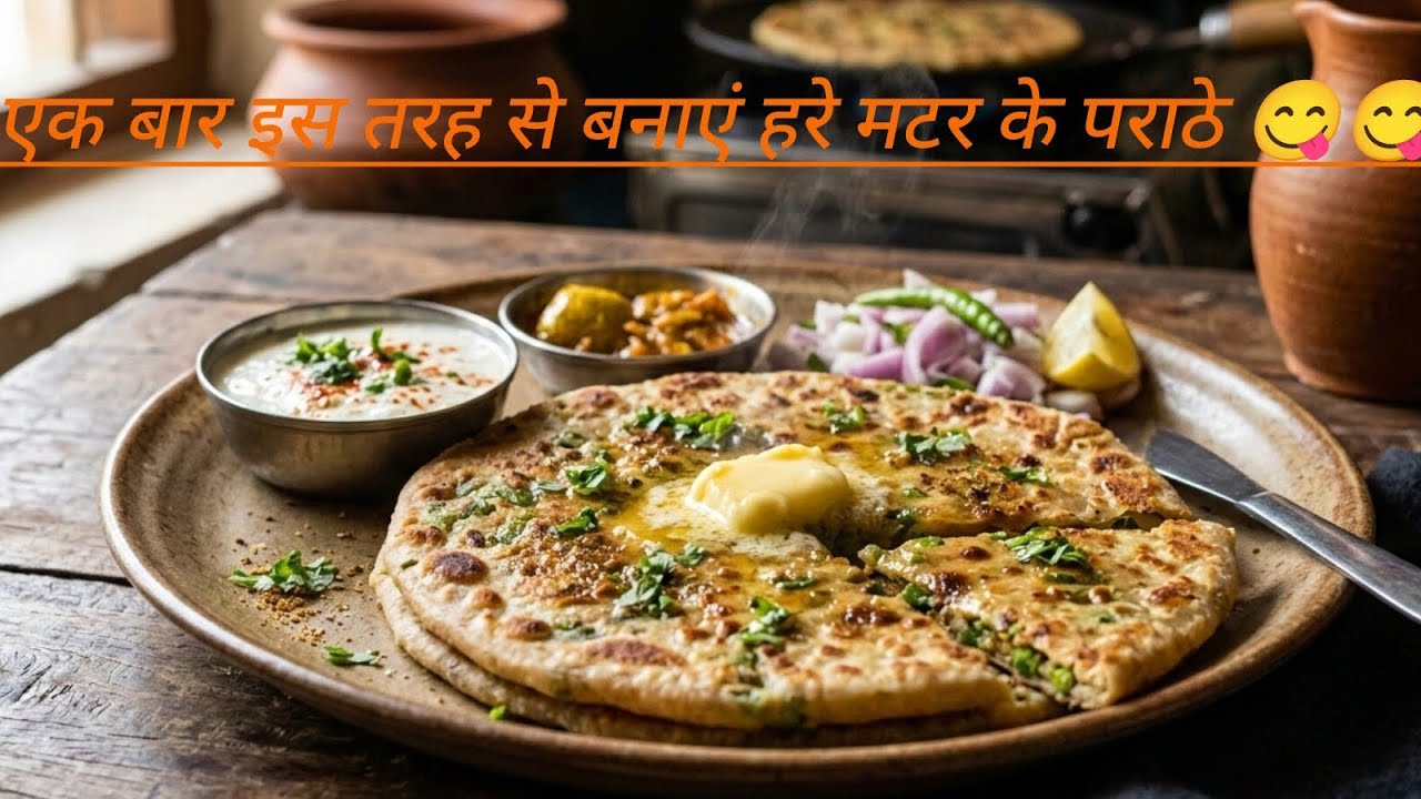 एक बार इस तरह बनाएं हरे मटर के पराठे 😋😋।।