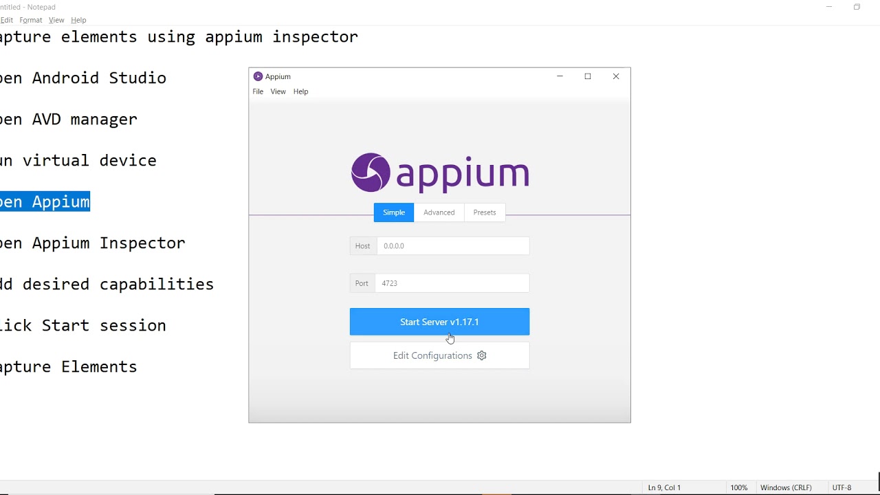 Finding element locators using appium inspector for android testing