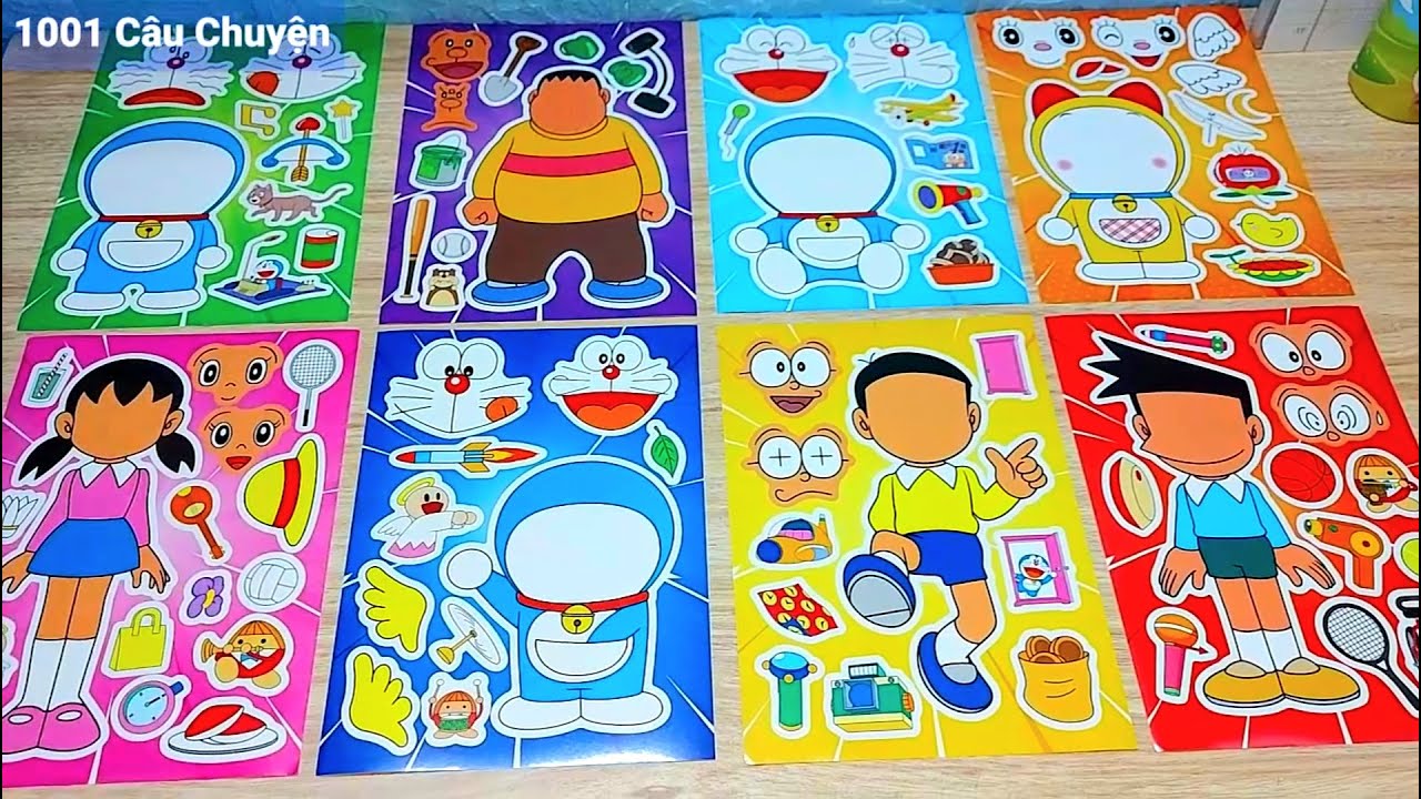 Sticker thay khuôn mặt-mắt-mũi-miệng-BIỂU CẢM vui buồn của Mèo máy Đorrremoon/Noobiitta/Suuka/Seeko
