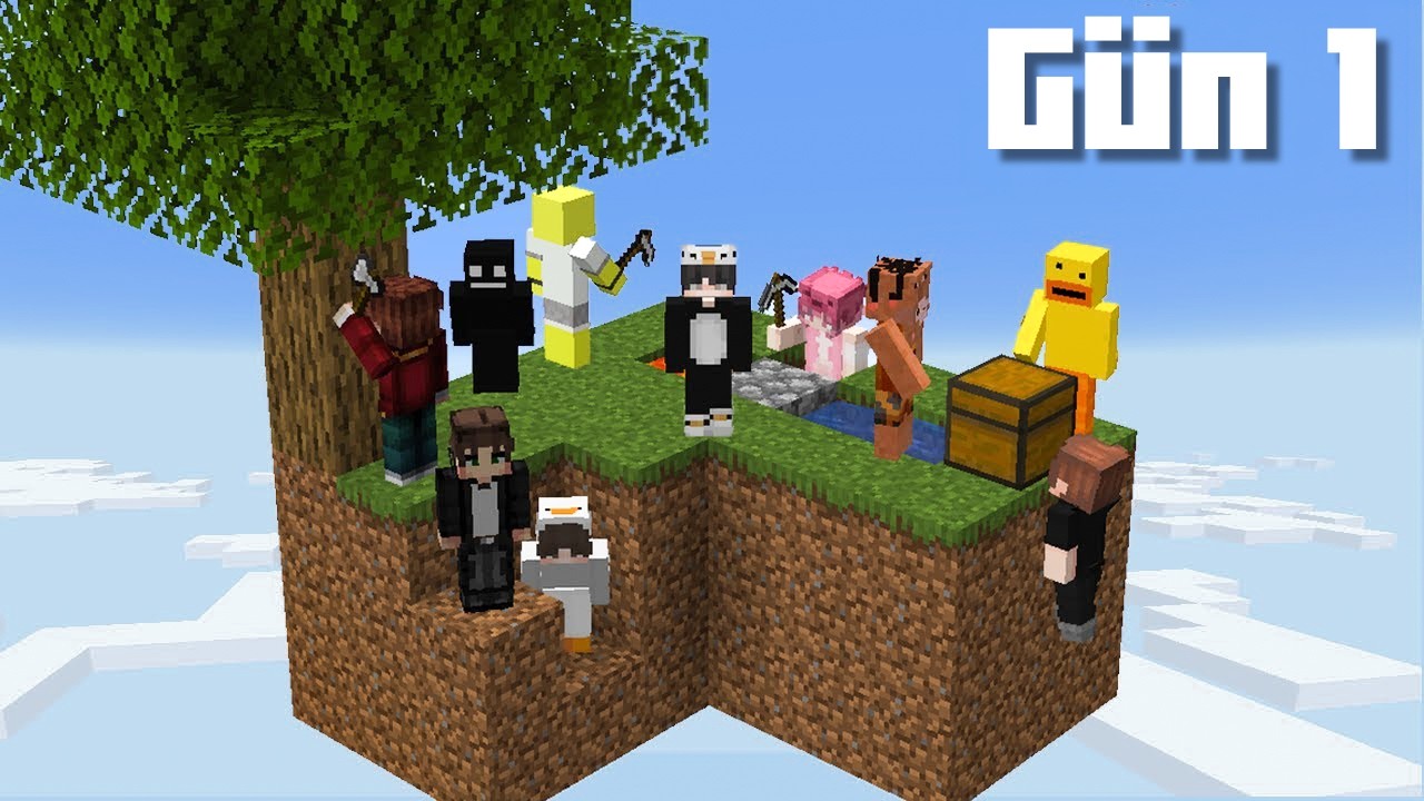 Minecraft'ta 10 YouTuber'ı SKYBLOCK Adasına Koydum!