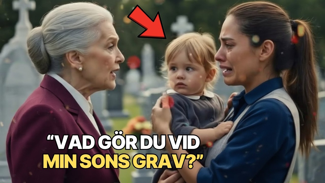 Miljardärskan besöker sin sons grav – och hittar en gråtande flicka med ett barn i famnen!