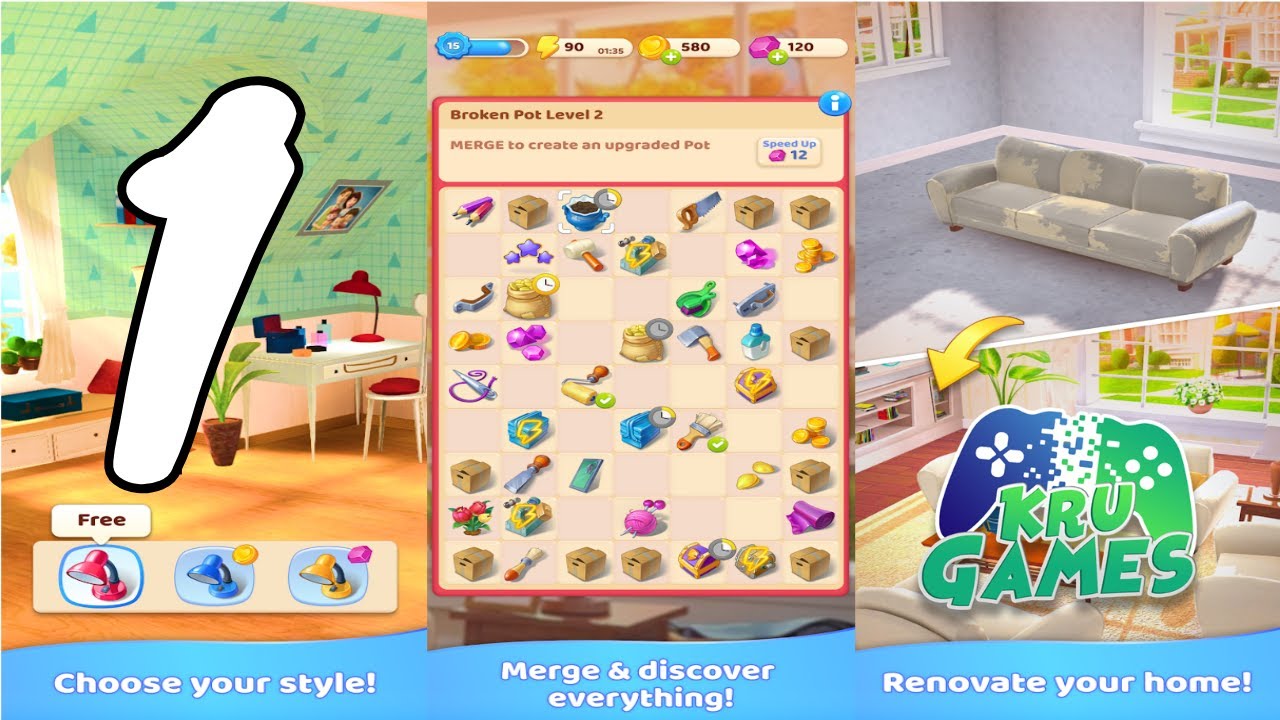 Merge Decor: Mansion design &ndash; decorate your house! Gameplay #1 All Levels (Android, IOS)