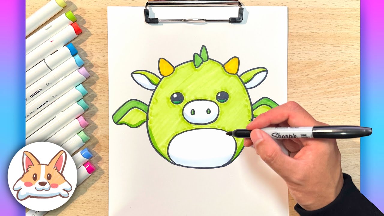 How to Draw Dexter the Dragon | Squishmallows