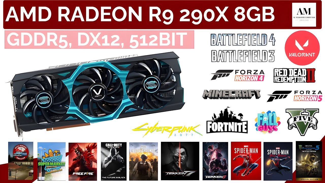 AMD Radeon R9 290X 8GB, GDDR5, 512 Bit, Dx12 , GAME PLAY, Benchmark  [ Al Masoom Trader ] .