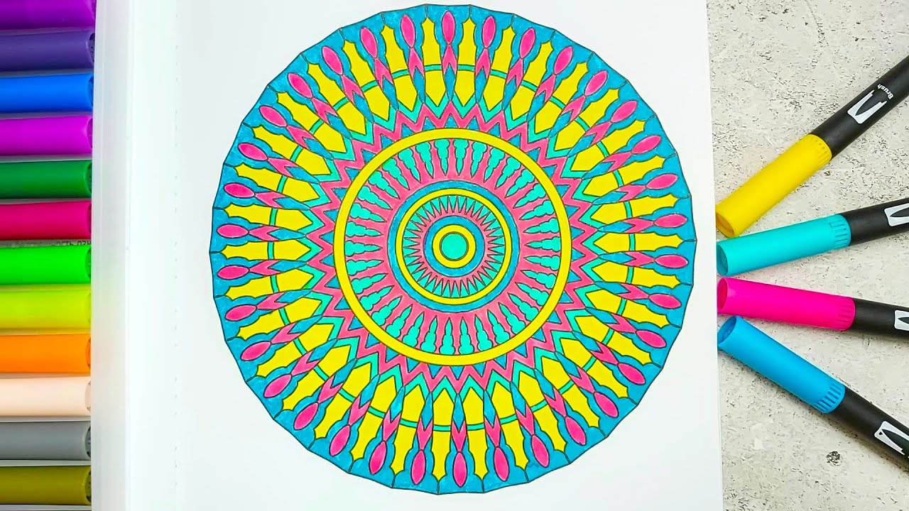 Mandala Coloring Book for Adults (No talking) ASMR I Relaxing Painting Video #37