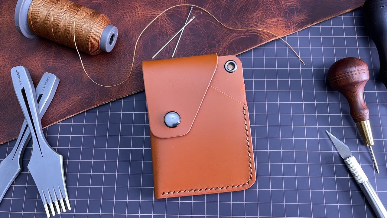 Leather wallet  Bi-52. Step-by-step process making. PDF Pattern in description.