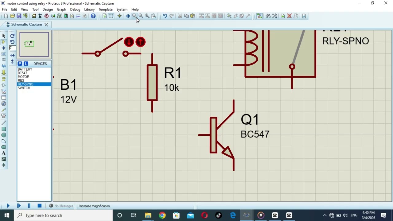 DC motor control using relay