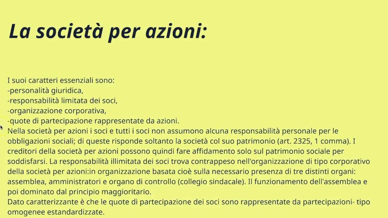 DIRITTO COMMERCIALE La società per azioni