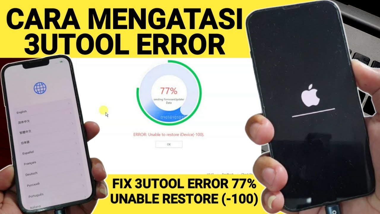 Cara fix Flash iPhone 3utool Error 77% ERROR: Unable to Restore idevice(-100)
