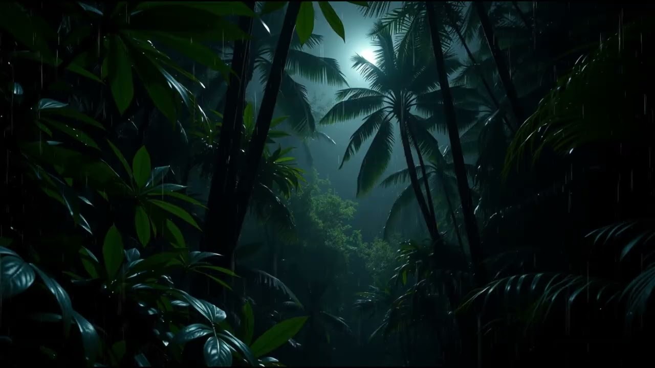 Tropical Night Rain Ambience – Moonlit Jungle for Deep Sleep & Relaxation