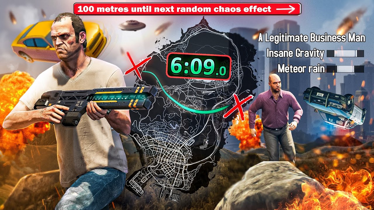 Every 100 Metres Causes Random CHAOS Effect! Can I Cross GTA 5? #1
