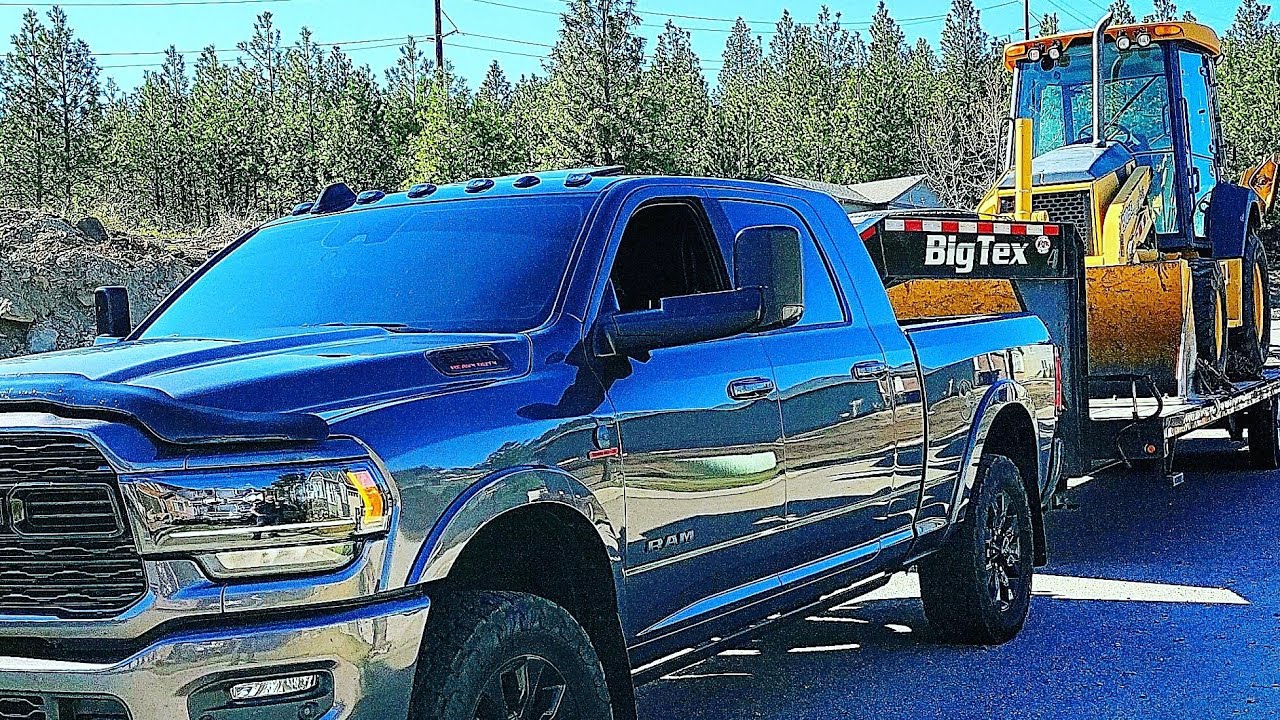 2021 Ram 3500. Hauling a backhoe.