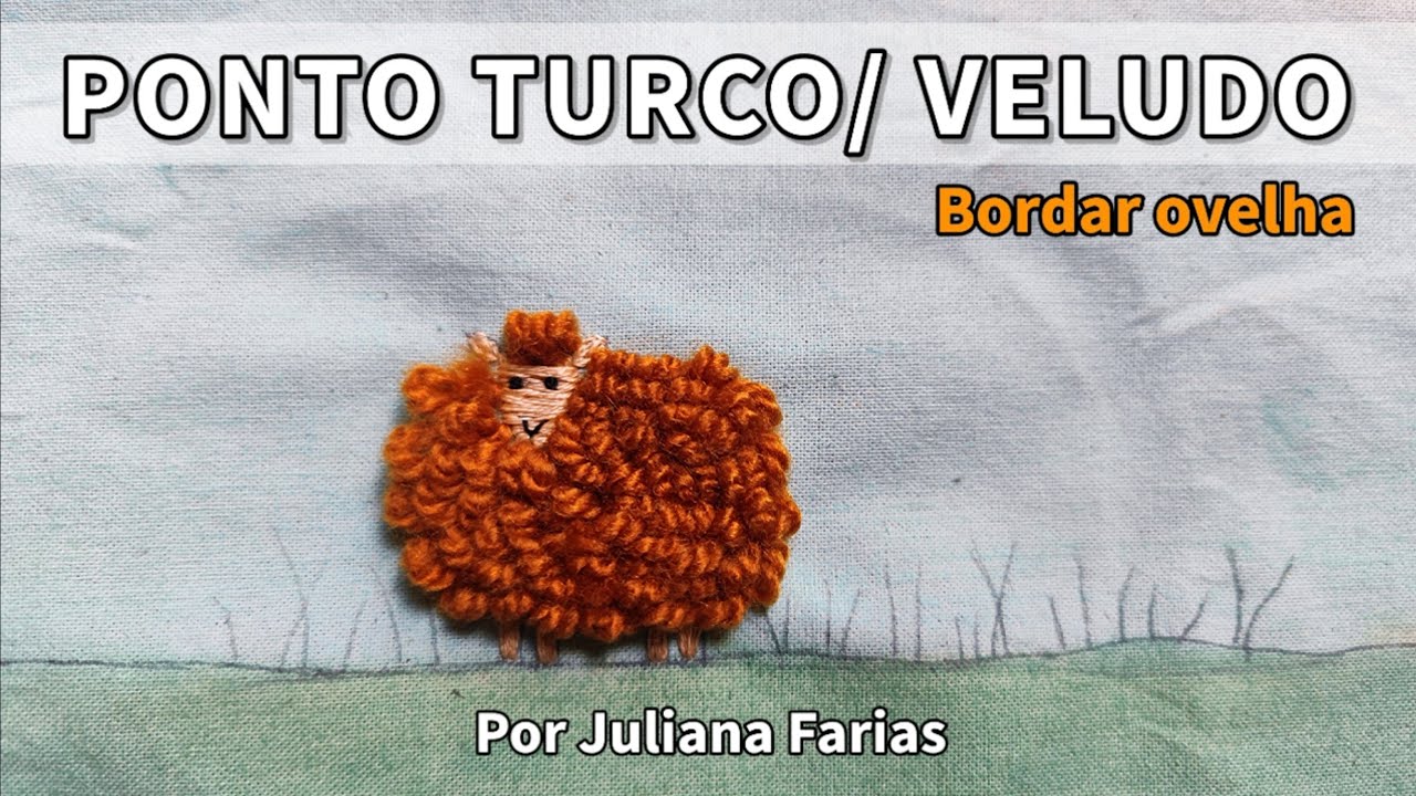 Bordar Ovelha com ponto VELUDO/ TURCO