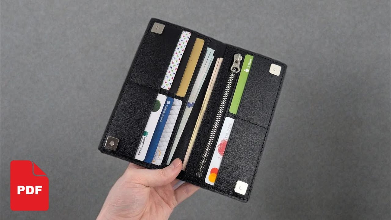 I made a stylish long leather wallet with magnetic clasps. PDF pattern. #longwallet #pdfpattern