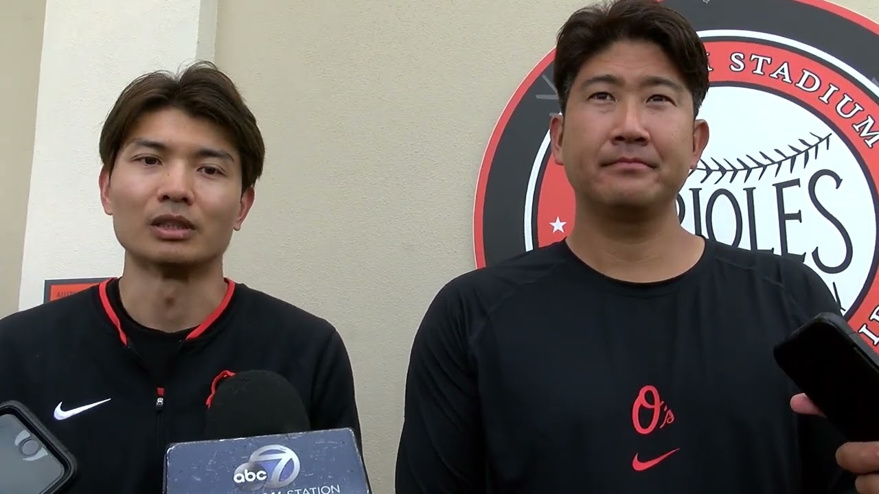 WWSB-TV SPORTS ANCHOR JAMES HILL ABC7 MLB BALTIMORE ORIOLES RHP TOMOYUKI SUGANO SPR TRAINING 3-10-25