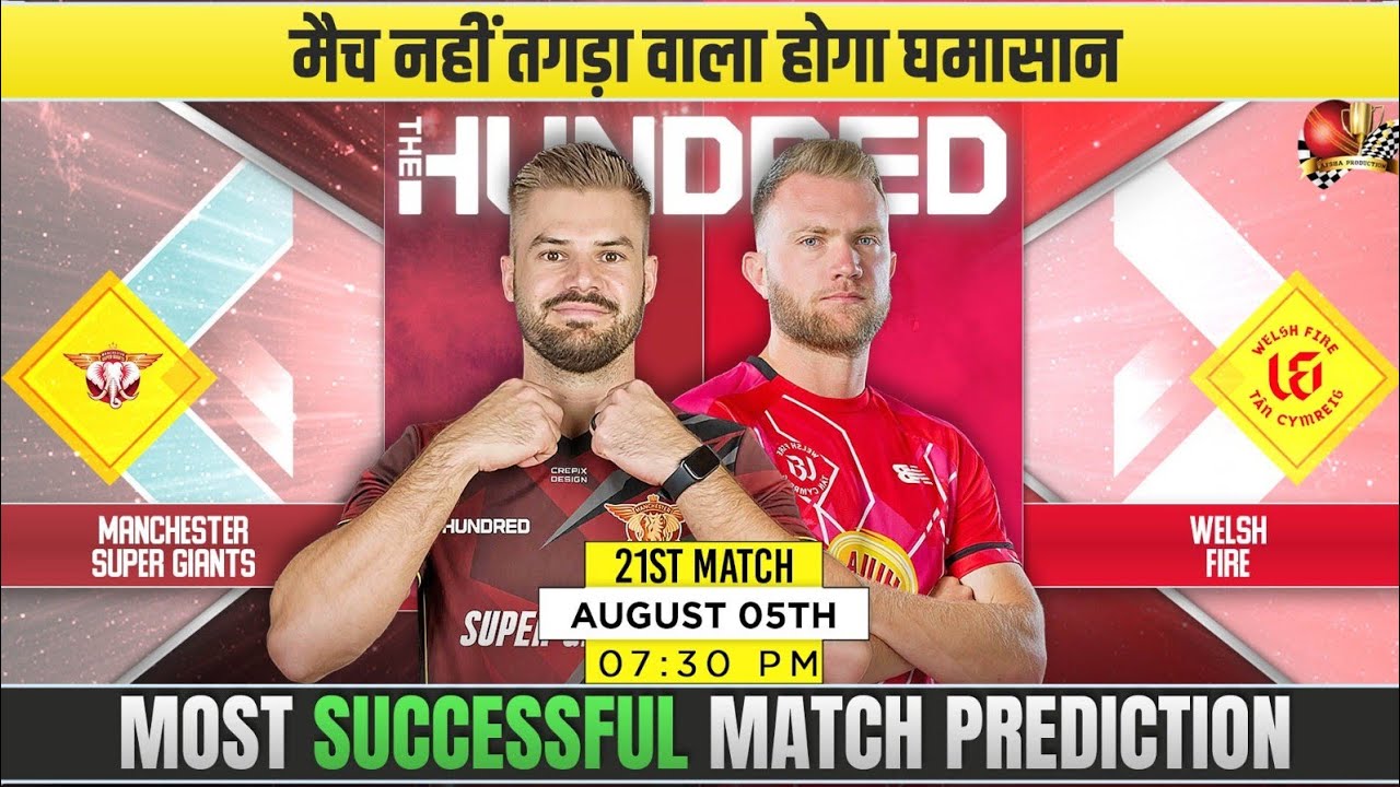 Manchester Super Giants vs Welsh Fire Match Prediction | The Hundred Men 2026 Match 21