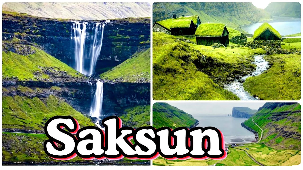 Saksun, Tjornuvik and Fossa waterfall in Faroe Islands 