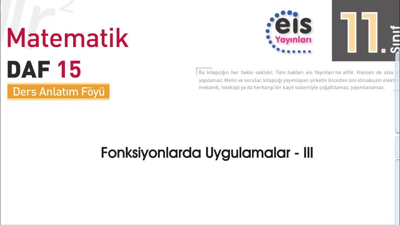 Fonksiyonlarda Uygulamalar, 15. Föy EİS Daf, 11. Sınıf, Konu Anlatımı, Parabol Çizimi