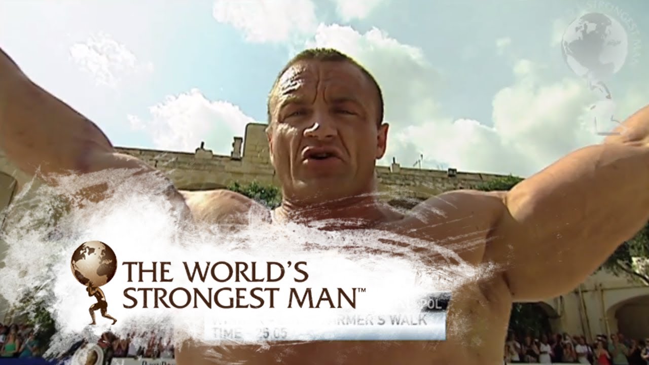 2009 Giant Farmers Walk Heat 2: Derek Poundstone wins | World's Strongest Man