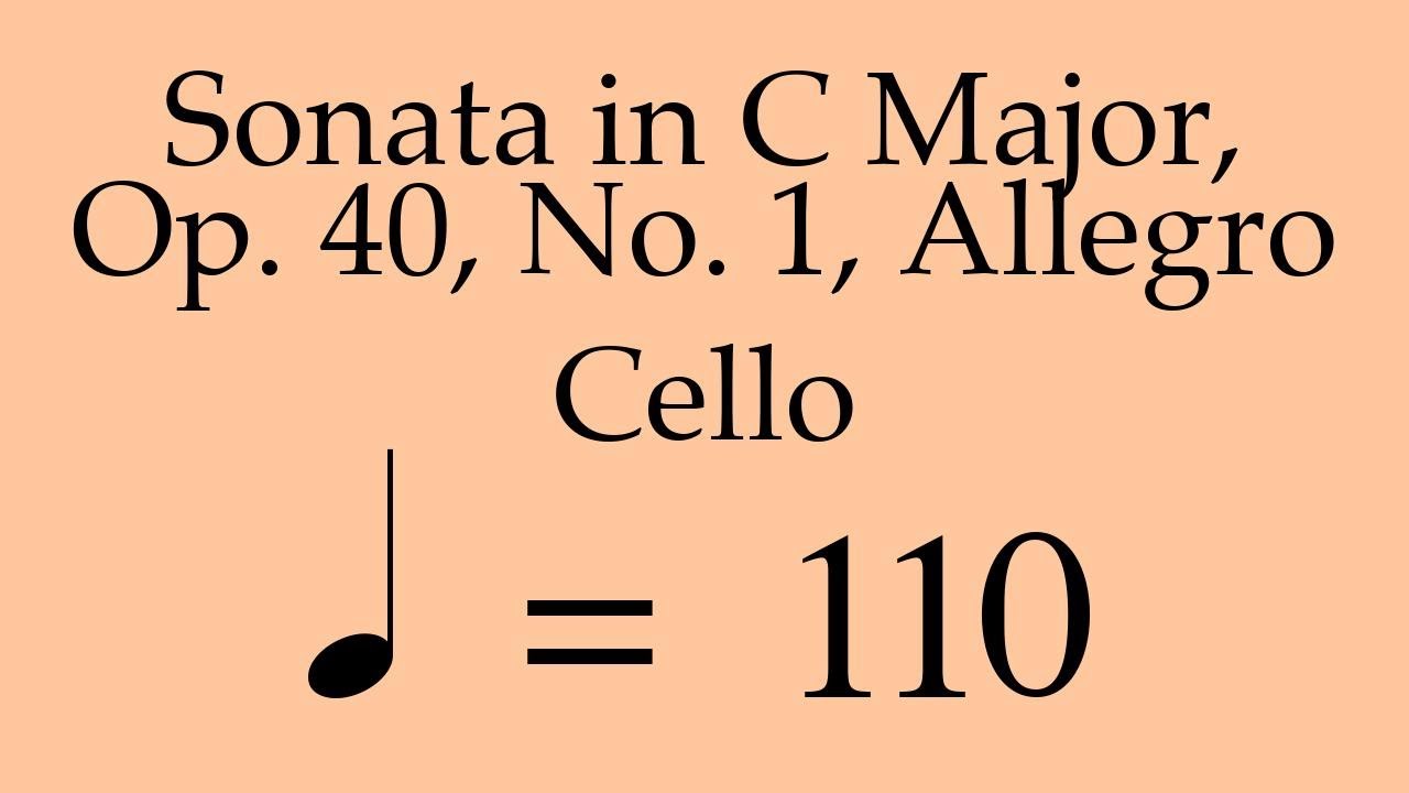 Suzuki Cello Book 4 | Sonata in C Major, Op. 40, No. 1, Allegro | Piano Accompaniment | 110 BPM