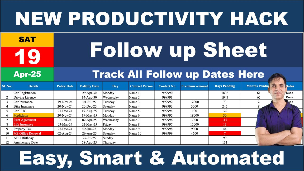How to Build a Follow Up Sheet in Excel  - Easy, Smart & Automated / Excel