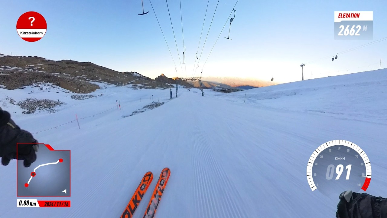 Kitzsteinhorn | Last run of the day | Topspeed 93KM/H | 2.40 KM #ski #skiing #insta360