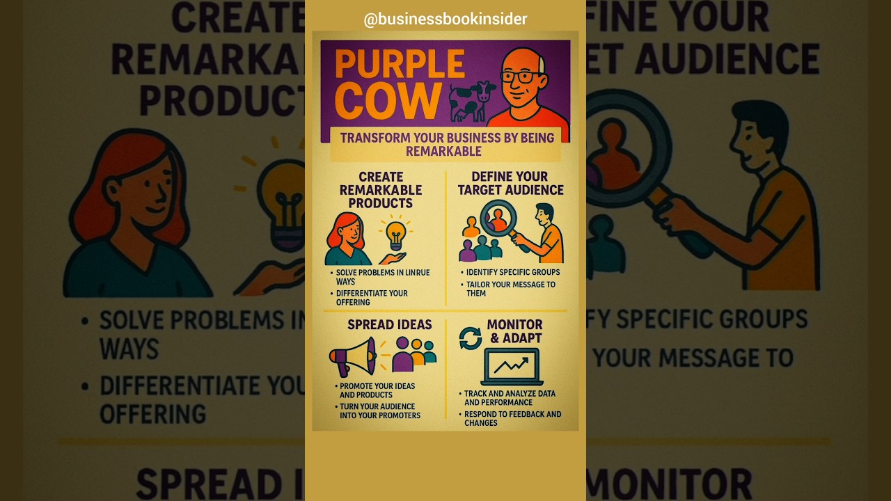 Purple Cow (One Page Book Summary)Transform Your Business #businessbookinsider  #onepagebookhsummary