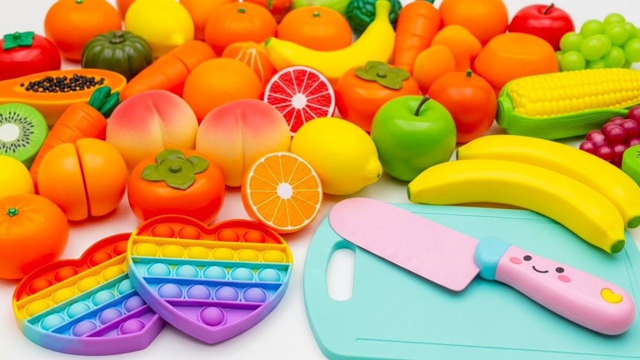 ASMR おままごと トントン♪おもちゃ フルーツ 切る音 Cutting Fruits Sounds ASMR with Clear Toy Cutting Sound
