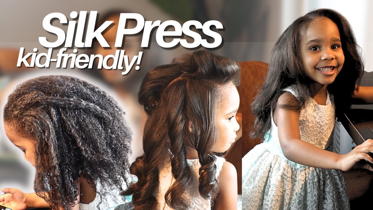 Roller Set Silk Press Tips For Soft And Bouncy Healthy Hair | Kids Natural Hair Care Tutorial