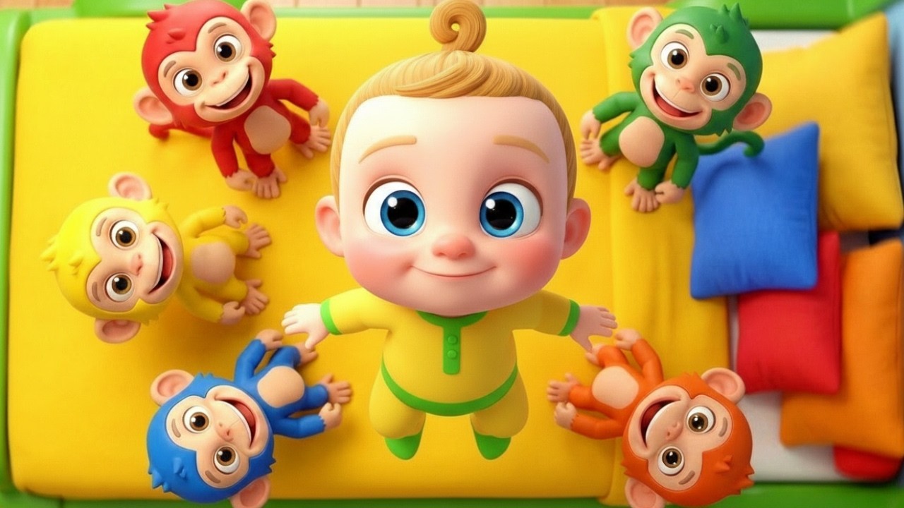 Five Little Monkeys Jumping on Old MacDonald’s Bed | Kids Songs