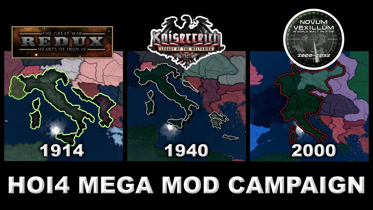 HOI4 Italian Empire Mega Mod Campaign 1910-2007 (Great War Redux, Kaiserreich, Novum Vexillum)