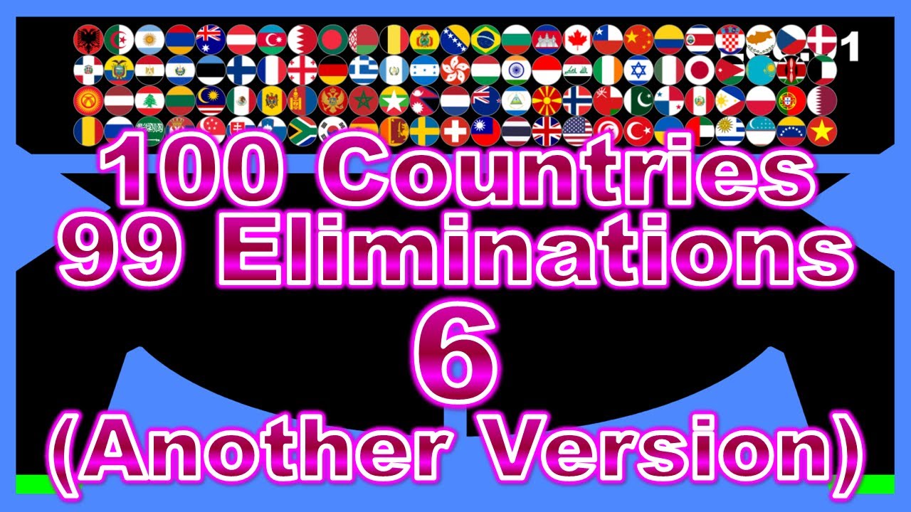 [Another Version]100 countries & 99 times elimination6 -marble race in Algodoo- | Marble Factory 2nd