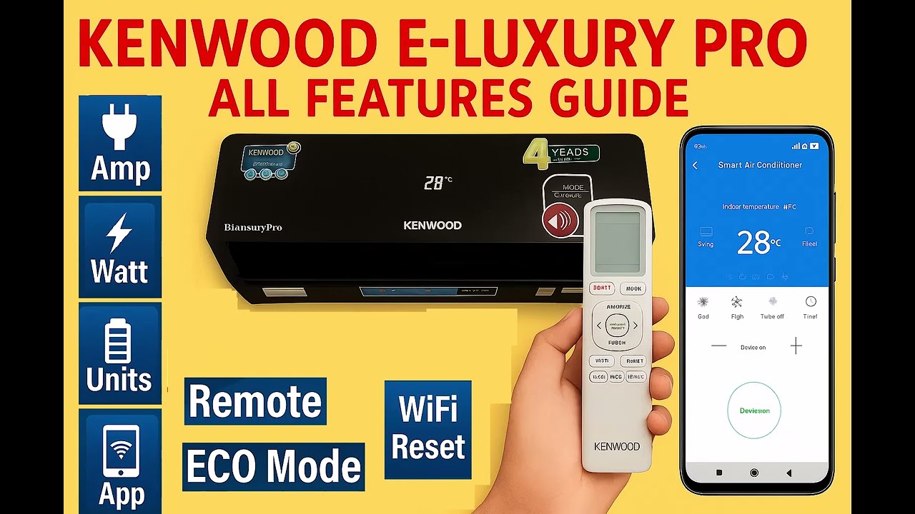Kenwood E Luxury Pro AC Urdu Guide | Units, App, WiFi Reset, Remote Settings, Ampere Lock #kenwood