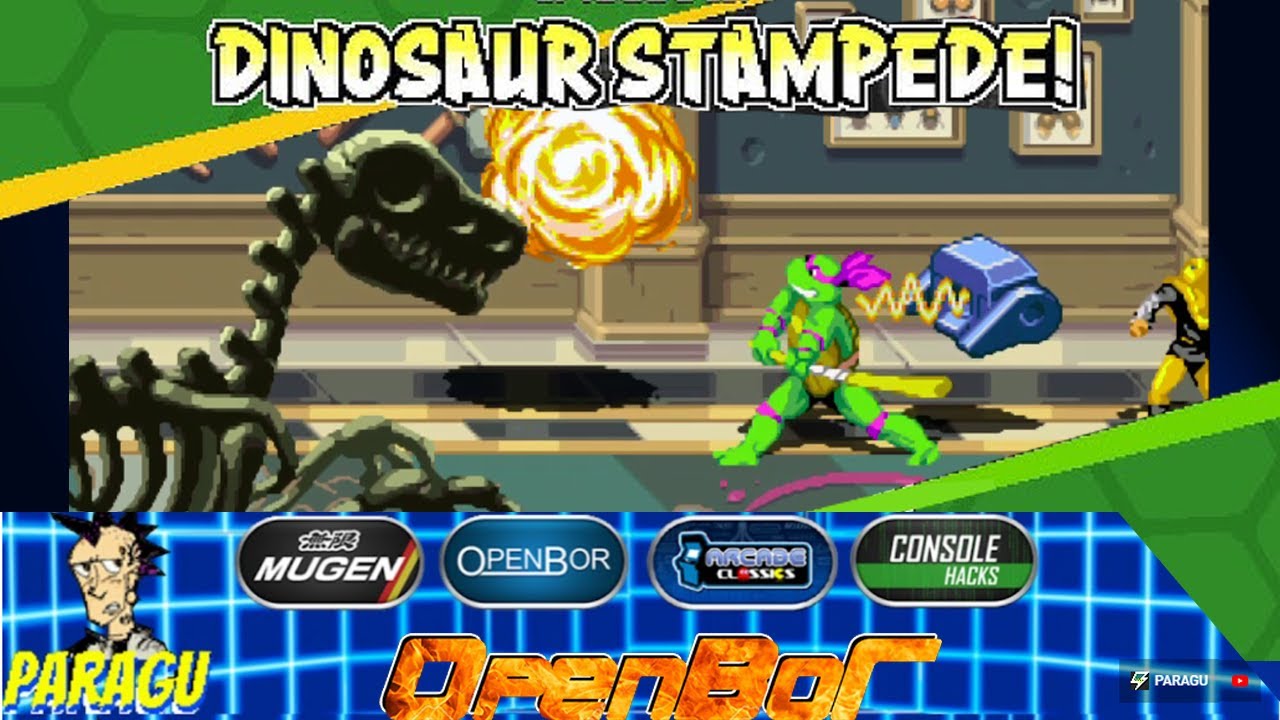 Dinossaur Stampede! | New Stage | TMNT SHREDDERS REVENGE OpenBOR