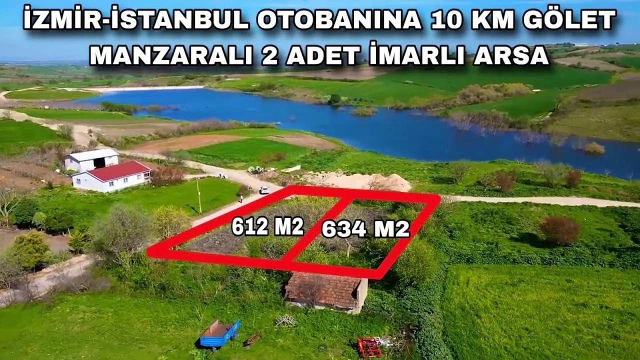 2208- İSTANBUL-İZMİR OTOBANA 10 KM GÖLET MANZARALI 2 ADET İMARLI ARSA