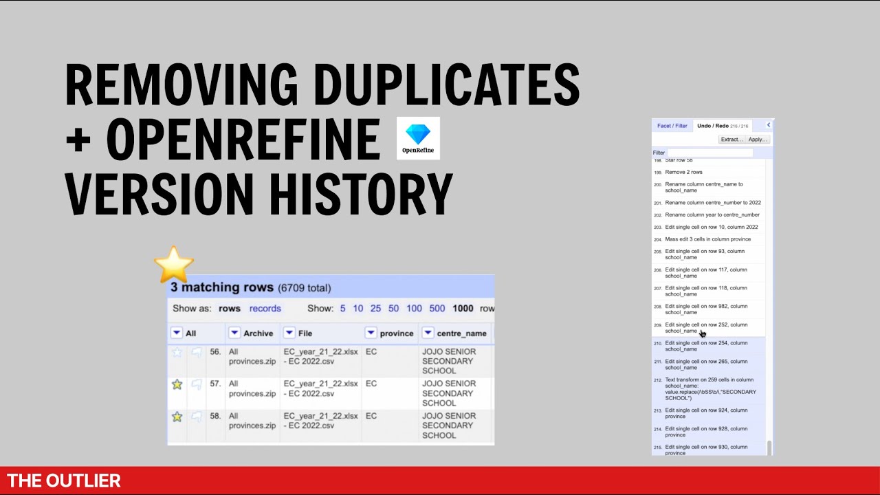OpenRefine Part 2: Removing duplicates and version history