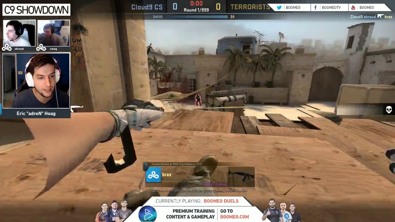 Shroud против Swag/Brax - Cloud9 Showdown Boomeo Duels Bo3 - Карта 1 на Mirage