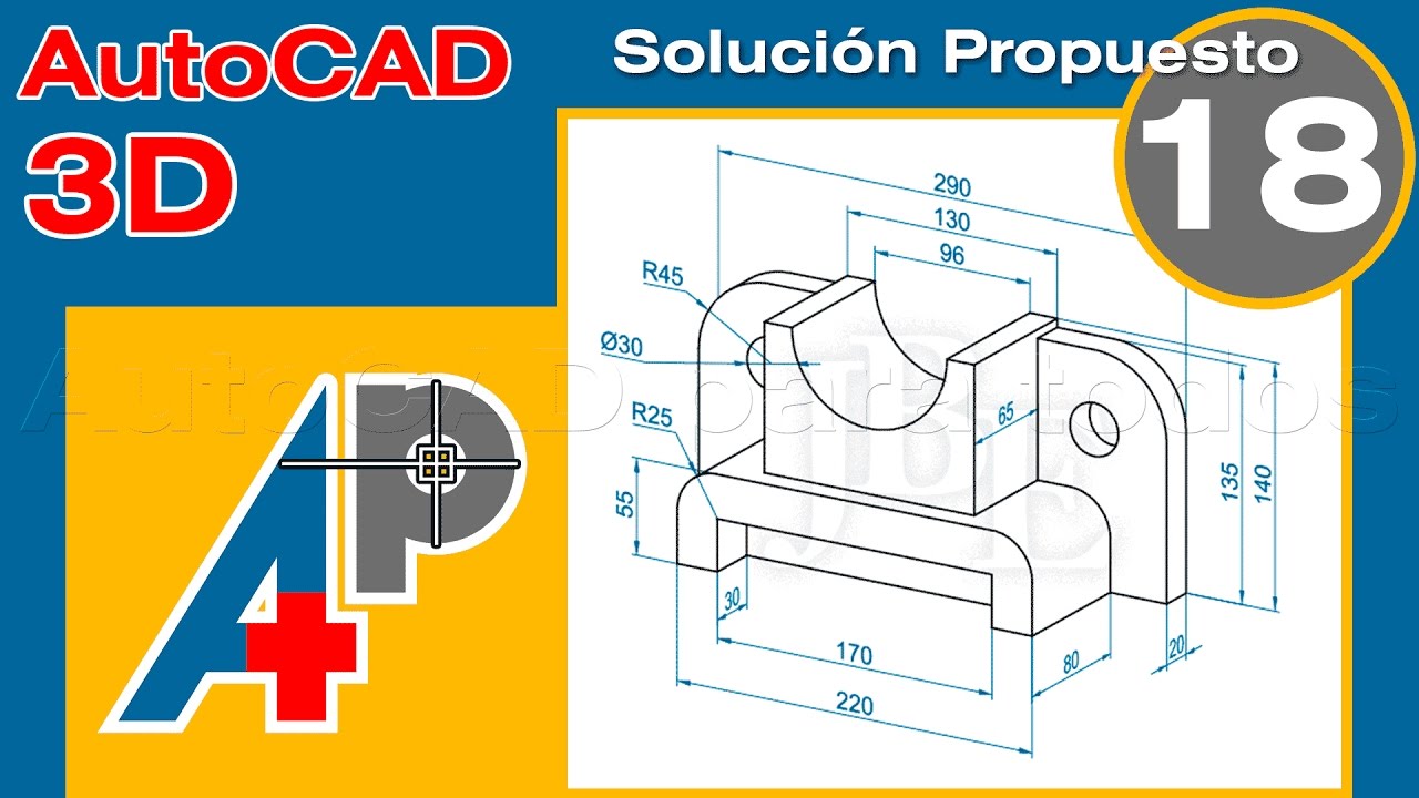 Solución Propuesto 18 - AutoCAD 3D: Gozne de Palanca