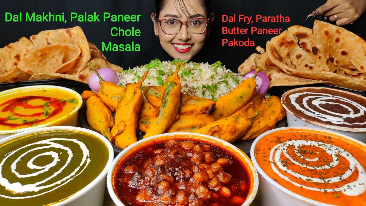 Eating Dal Makhni,Palak Paneer,Chole Masala,Butter Paneer,Dal Fry| Mukbang | Big bites | Asmr Eating