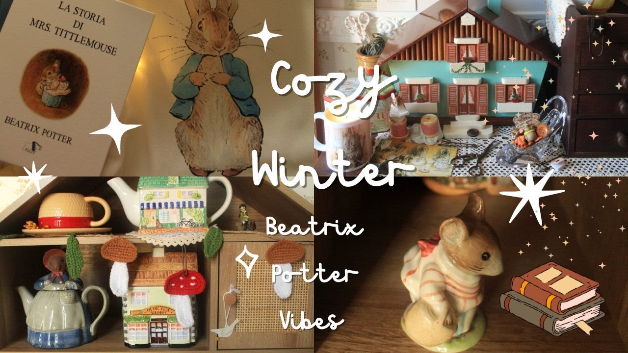 Cozy Winter day❄/ Beatrix Potter Vibes🐭/home decor🐰/ un giorno invernale accogliente/book📚/ricamo❄