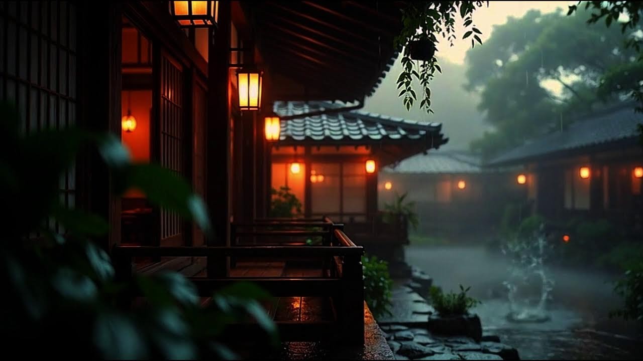 🔴 LIVE  Japanese Rain Night ASMR  • Zen Rain Atmosphere  Meditasi  LIVE  Rainy Japanese Village  • P