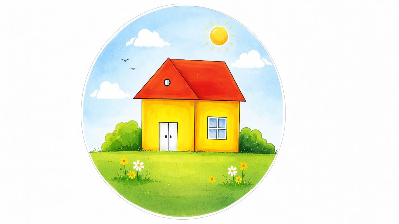How to draw a house || house drawing easy || ghar ka drawing kaise banate hain. || #housedrawin