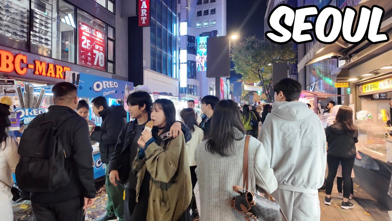 Myeongdong Walking Tour. Seoul City Korea 4k City Tour