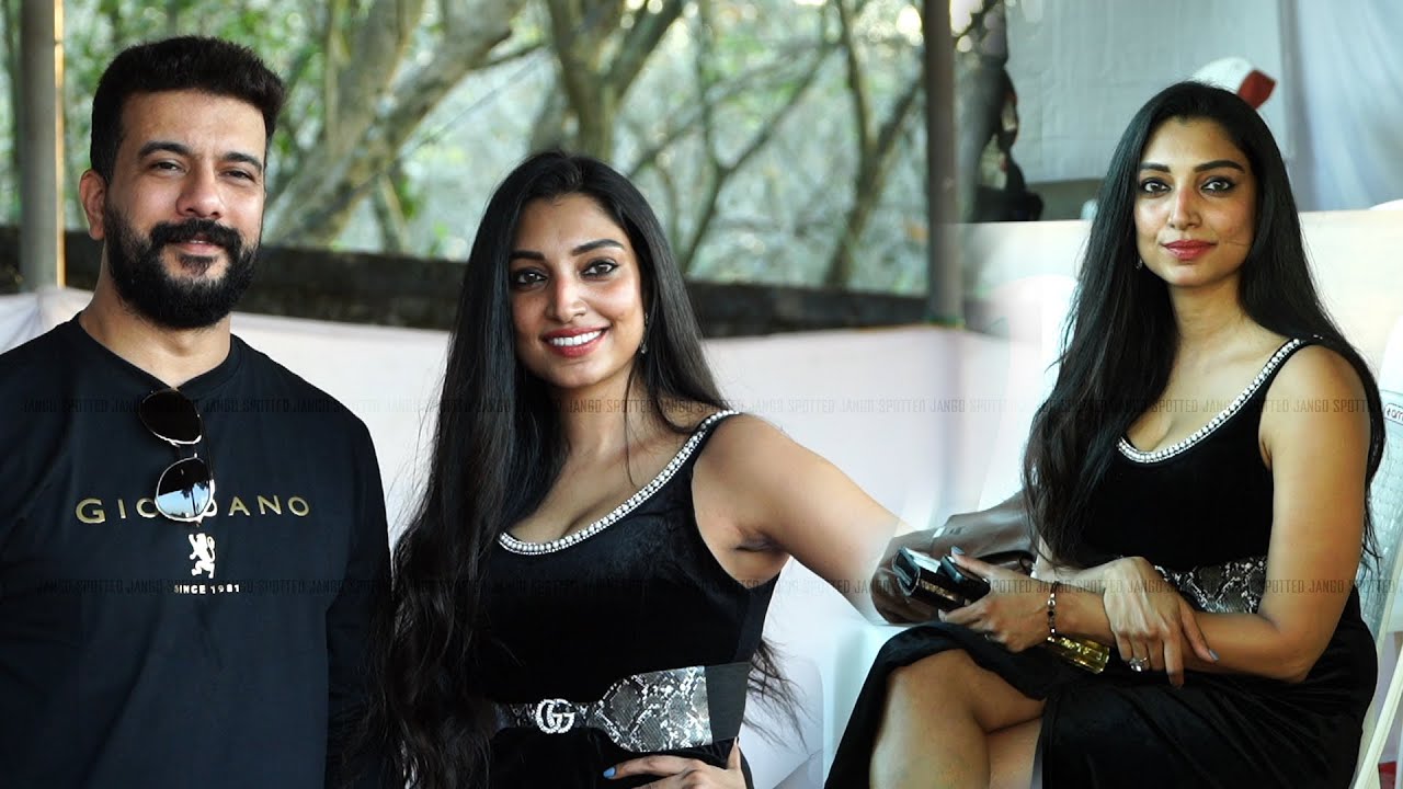 Rithu Manthra and Ramesh Pisharody at Celebrity Cricket League