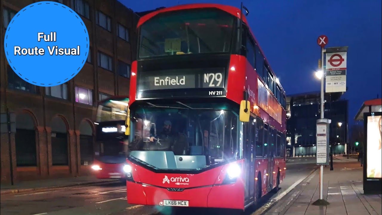 London Bus N29 Full Route Visual- Trafalgar Square to Enfield Town