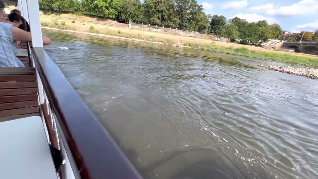 Come steaming  down Elbe River from Dresden, Germany on the steam paddle wheeler Meissen: 8-2-2022