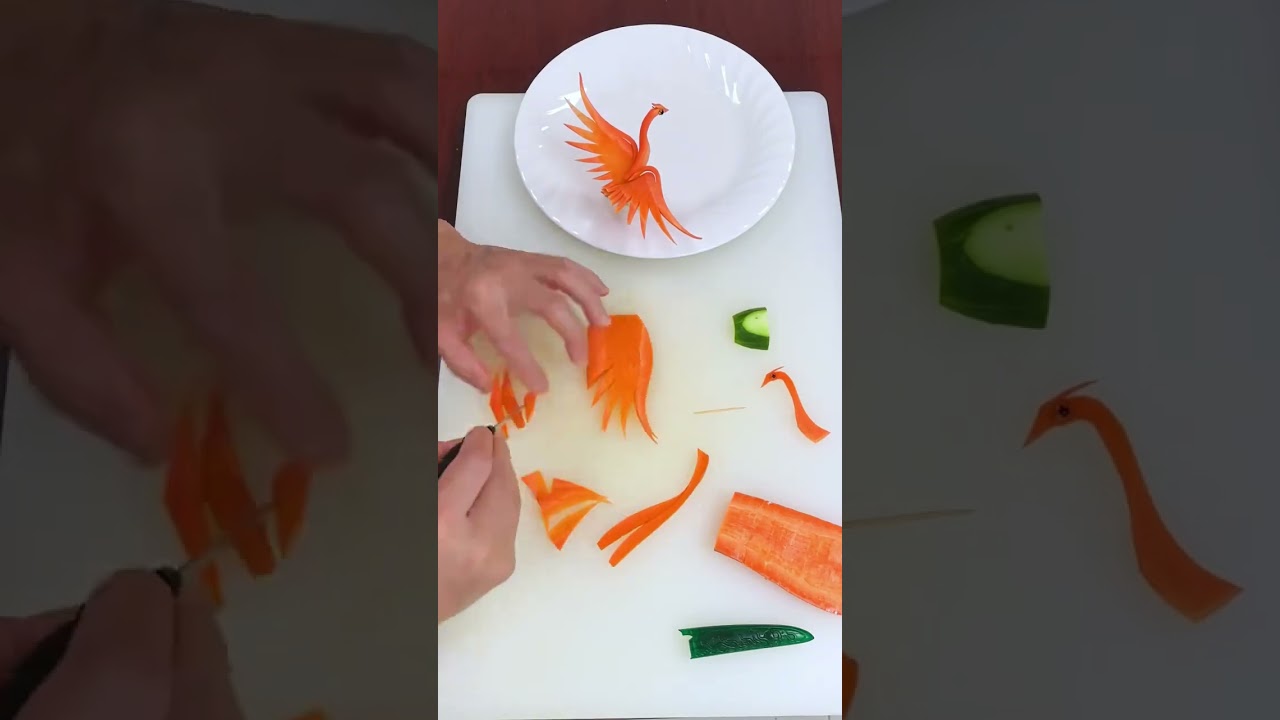 #Sample Carrot bird carving cutting design #Carrot bird cutting #Vagetable carving #Easy Carrot bird